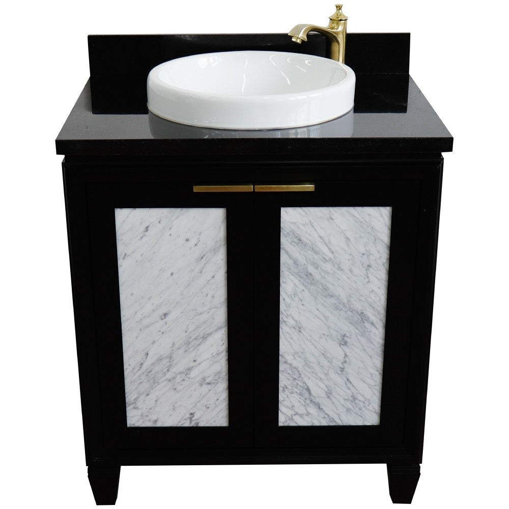 Bellaterra Home 31" Black Single Sink Bathroom Vanity with Black Galaxy Granite with Round Sink