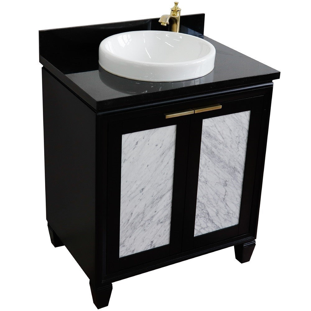 Bellaterra Home 31" Black Single Sink Bathroom Vanity with Black Galaxy Granite with Round Sink