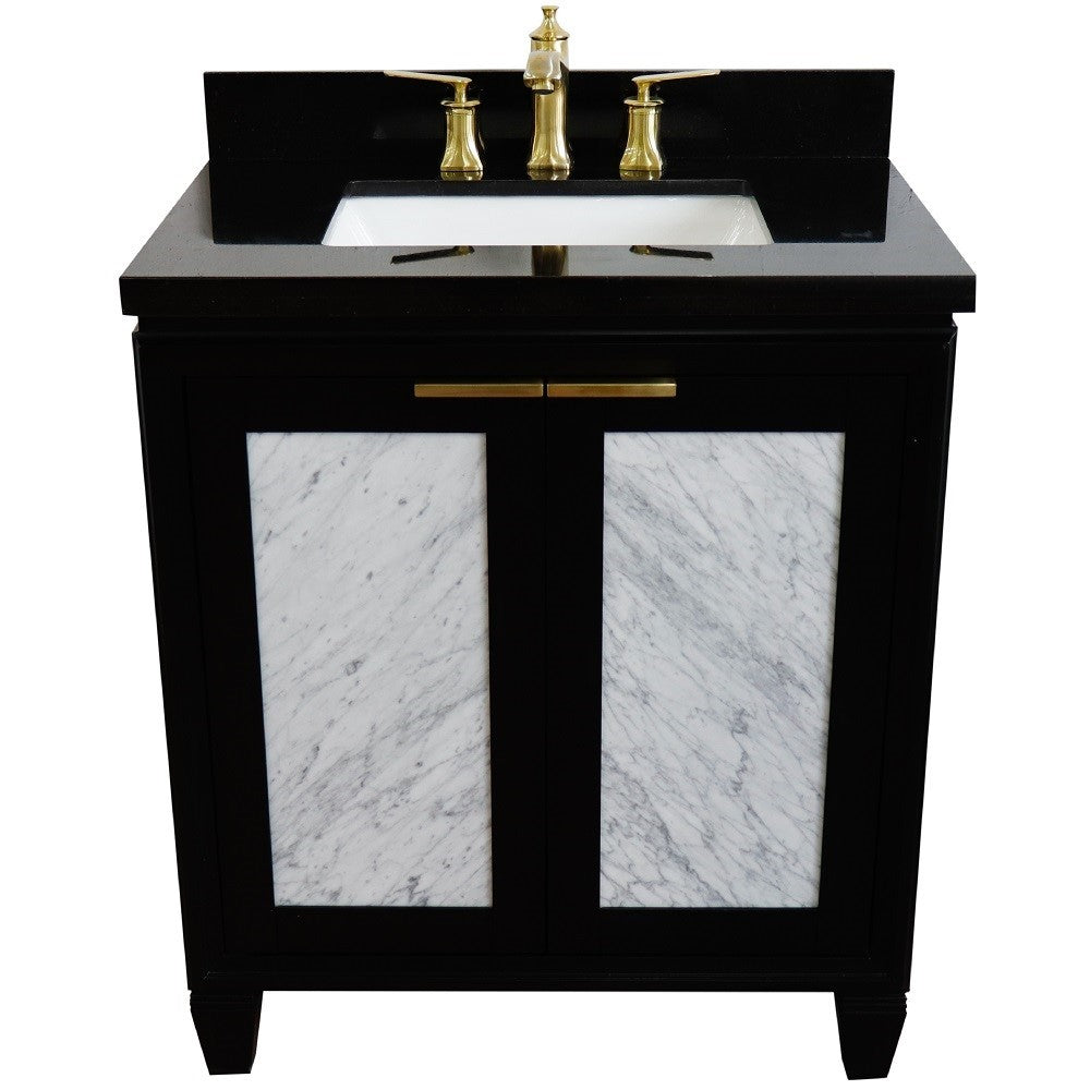 Bellaterra Home 31" Black Single Sink Bathroom Vanity with Black Galaxy Granite with Rectangle Sink