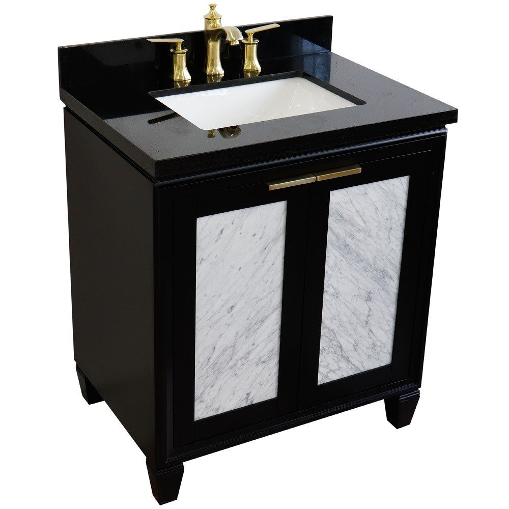 Bellaterra Home 31" Black Single Sink Bathroom Vanity with Black Galaxy Granite with Rectangle Sink