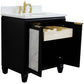 Bellaterra Home 31" Black Single Sink Bathroom Vanity with White Quartz with Oval Sink