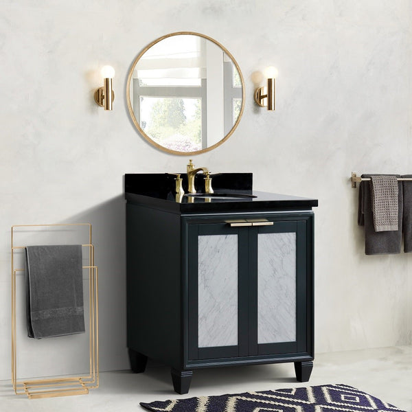 Bellaterra Home 31 Single Sink Bathroom Vanity with Black Galaxy Granite with Oval Sink