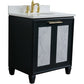 Bellaterra Home 31" Dark Gray Single Sink Bathroom Vanity in Dark Gray White Quartz with Oval Sink, Trento Collection