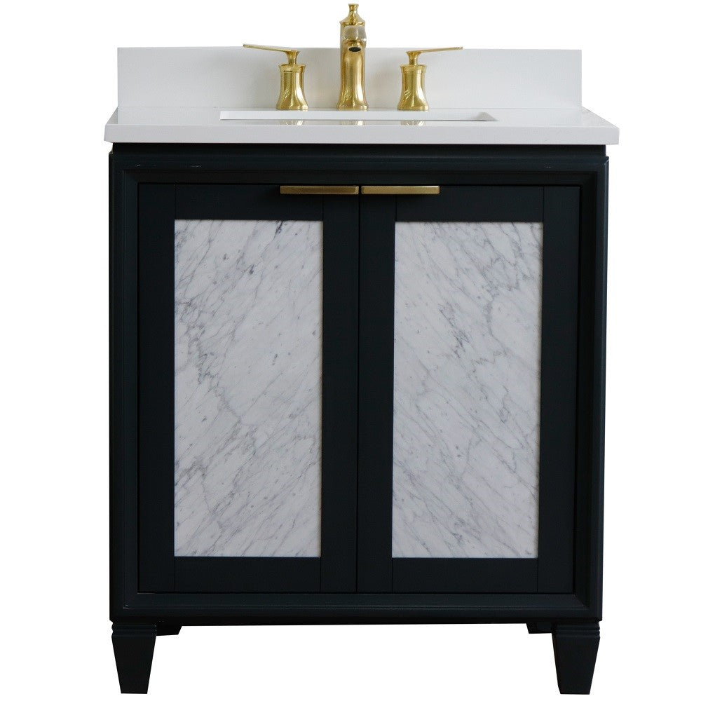 Bellaterra Home 31" Dark Gray Single Sink Bathroom Vanity with White Quartz with Rectangle Sink, Trento Collection