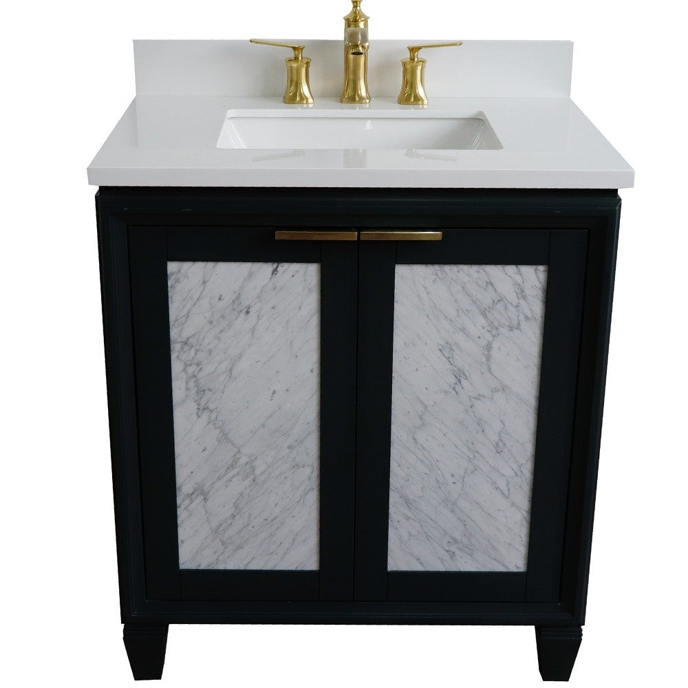 Bellaterra Home 31" Dark Gray Single Sink Bathroom Vanity with White Quartz with Rectangle Sink, Trento Collection