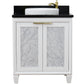 Bellaterra Home 31" White Single Sink Bathroom Vanity with Black Galaxy Granite with Round Sink, Trento Collection