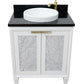 Bellaterra Home 31" White Single Sink Bathroom Vanity with Black Galaxy Granite with Round Sink, Trento Collection