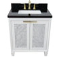 Bellaterra Home 31" White Single Sink Bathroom Vanity with Black Galaxy Granite with Rectangle Sink, Trento Collection