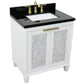 Bellaterra Home 31" White Single Sink Bathroom Vanity with Black Galaxy Granite with Rectangle Sink, Trento Collection