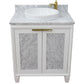 Bellaterra Home 31" White Single Sink Bathroom Vanity with White Carrara Marble with Round Sink, Trento Collection