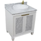 Bellaterra Home 31" White Single Sink Bathroom Vanity with White Carrara Marble with Round Sink, Trento Collection