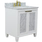 Bellaterra Home 31" White Single Sink Bathroom Vanity with White Carrara Marble with Rectangle Sink, Trento Collection