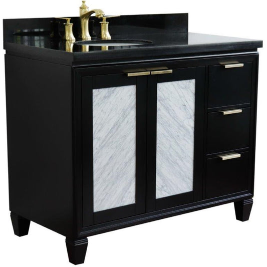 Bellaterra Home 43" Black Single Sink Bathroom Vanity with Black Galaxy and Oval Sink- Left Door/Left Sink, Trento Collection