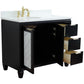 Bellaterra Home 43" Black Single Sink Bathroom Vanity with White Quartz and Oval Sink- Left Door/Left Sink, Trento Collection