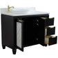 Bellaterra Home 43" Black Single Sink Bathroom Vanity with White Quartz and Round Sink- Left Door/Left Sink, Trento Collection