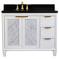 Bellaterra Home 43" White Single Sink Bathroom Vanity with Black Galaxy and Oval Sink- Left Door/Left Sink, Trento Collection