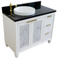 Bellaterra Home 43" White Single Sink Bathroom Vanity with Black Galaxy and Round Sink- Left Door/Left Sink, Trento Collection