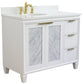 Bellaterra Home 43" White Single Sink Bathroom Vanity with White Quartz and Oval Sink- Left Door/Left Sink, Trento Collection