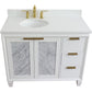 Bellaterra Home 43" White Single Sink Bathroom Vanity with White Quartz and Oval Sink- Left Door/Left Sink, Trento Collection