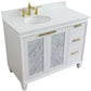 Bellaterra Home 43" White Single Sink Bathroom Vanity with White Quartz and Oval Sink- Left Door/Left Sink, Trento Collection