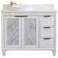 Bellaterra Home 43" White Single Sink Bathroom Vanity with White Quartz and Round Sink- Left Door/Left Sink, Trento Collection