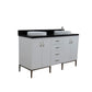 Bellaterra Home 61" White Double Sink Bathroom Vanity with Black Galaxy Granite and Round Sink, Tivoli Collection