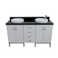 Bellaterra Home 61" White Double Sink Bathroom Vanity with Black Galaxy Granite and Round Sink, Tivoli Collection