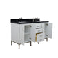 Bellaterra Home 61" White Double Sink Bathroom Vanity with Black Galaxy Granite and Rectangle Sink, Tivoli Collection