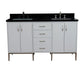 Bellaterra Home 61" White Double Sink Bathroom Vanity with Black Galaxy Granite and Rectangle Sink, Tivoli Collection