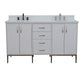 Bellaterra Home 61" White Double Sink Bathroom Vanity with White Quartz and Oval Sink, Tivoli Collection