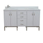 Bellaterra Home 61" White Double Sink Bathroom Vanity with White Quartz and Round Sink, Tivoli Collection