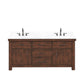 Water Creation Aberdeen 72" Rustic Sienna Double Sink Bathroom Vanity with Carrara White Marble Countertop