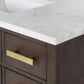 Water Creation Chestnut 48" Brown Single Sink Bathroom Vanity with Carrara White Marble Countertop and Satin Gold Hardware