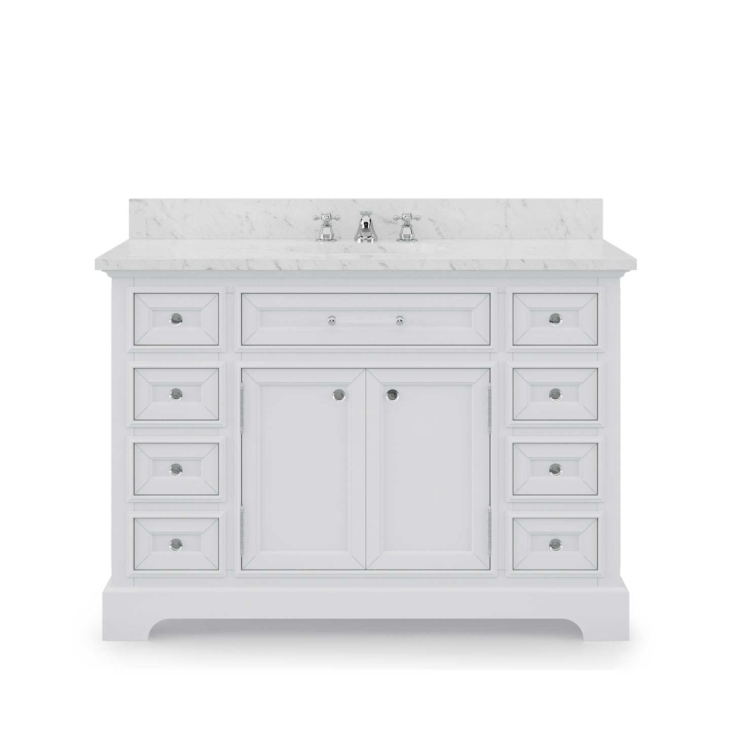 Water Creation Derby 48" White Single Sink Bathroom Vanity with Carrara White Marble Countertop