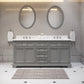 Water Creation Derby 72" White Double Sink Bathroom Vanity with Carrara White Marble Countertop