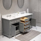 Water Creation Derby 72" White Double Sink Bathroom Vanity with Carrara White Marble Countertop