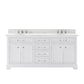 Water Creation Derby 72" White Double Sink Bathroom Vanity with Carrara White Marble Countertop