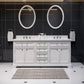 Water Creation Derby 72" White Double Sink Bathroom Vanity with Carrara White Marble Countertop