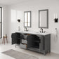 Water Creation Elizabeth 72" Grey Double Sink Bathroom Vanity with Carrara White Marble Countertop and Bronze Hardware