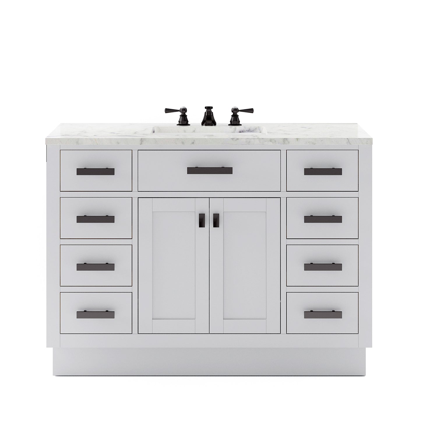 Water Creation Hartford 48" White Single Sink Bathroom Vanity with Carrara White Marble Countertop