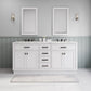 Water Creation Hartford 72" White Double Sink Bathroom Vanity Carrara White Marble Countertop Bath Vanity