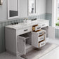 Water Creation Hartford 72" White Double Sink Bathroom Vanity Carrara White Marble Countertop Bath Vanity