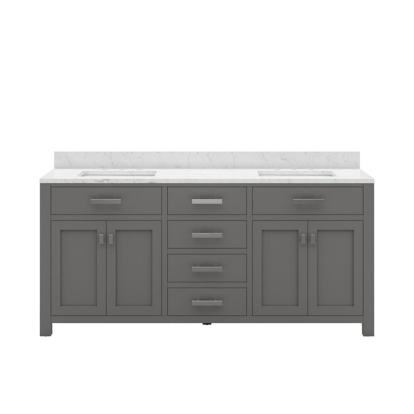 Water Creation Madison 72" Espresso Double Sink Bathroom Vanity with Carrara White Marble Countertop