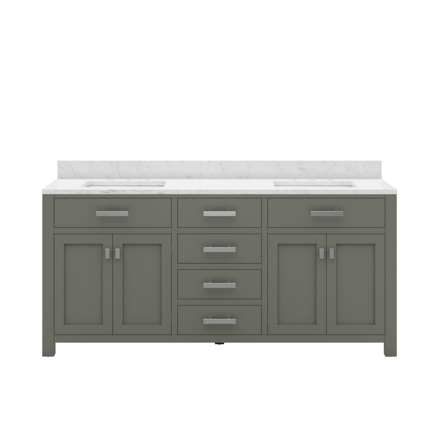 Water Creation Madison 72" Espresso Double Sink Bathroom Vanity with Carrara White Marble Countertop