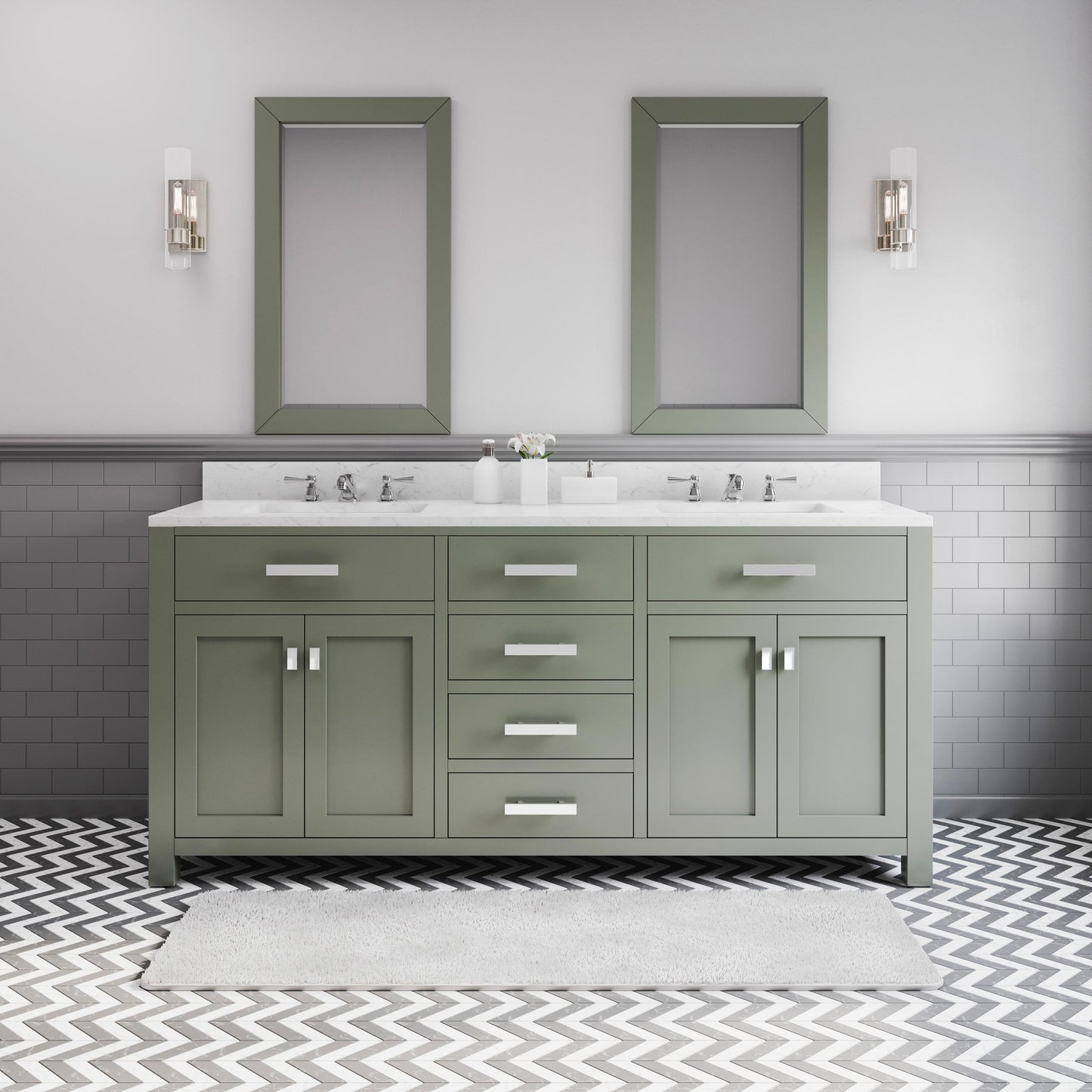 Water Creation Madison 72" Espresso Double Sink Bathroom Vanity with Carrara White Marble Countertop