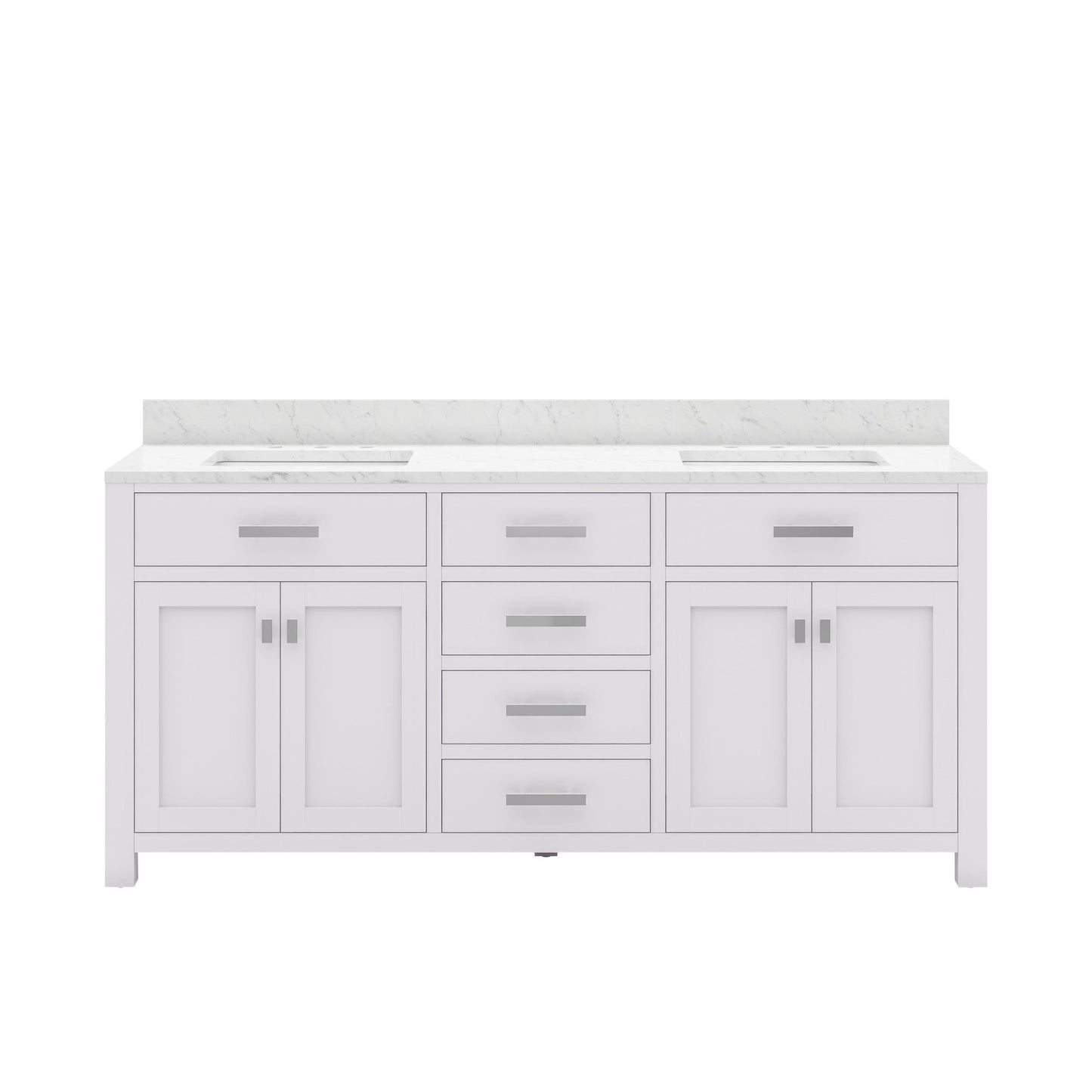 Water Creation Madison 72" Espresso Double Sink Bathroom Vanity with Carrara White Marble Countertop