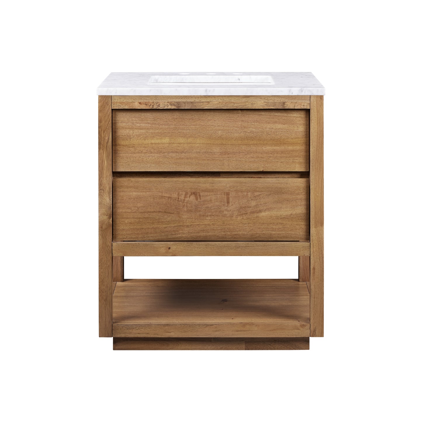 Water Creation Oakman 30" Grey Oak Single Sink Bathroom Vanity with Carrara White Marble Countertop