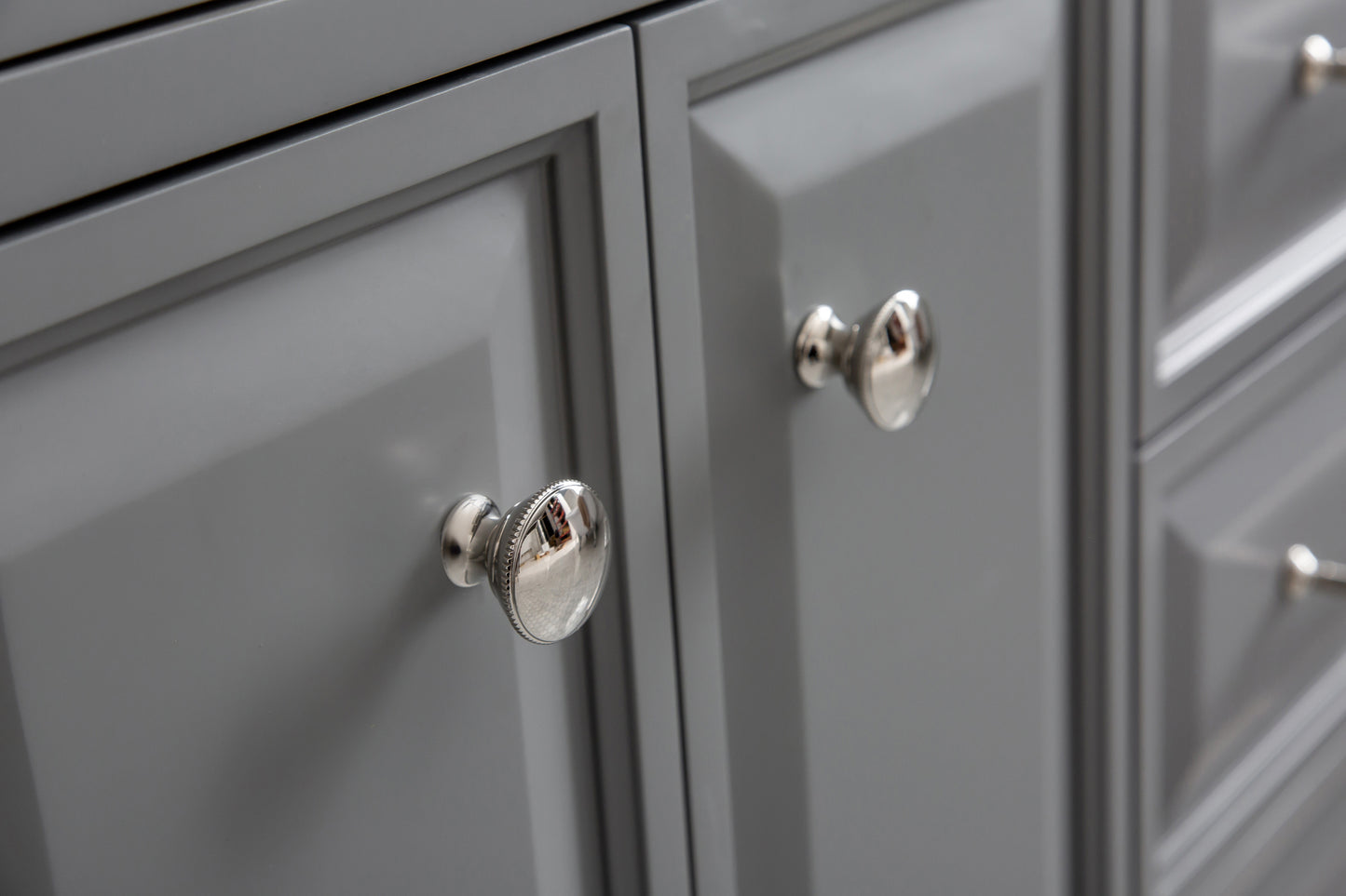 Water Creation Palace 60" Grey Double Sink Bathroom Vanity with Carrara Quartz and Polished Nickel (PVD) Hardware