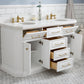 Water Creation Palace 60" White Double Sink Bathroom V Carrara Quartz Countertop Bath Vanity in Pure White with Satin Gold Hardware