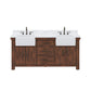 Water Creations Paisley 72" Rustic Sienna Double Sink Bathroom Vanity Carrara White Marble Countertop